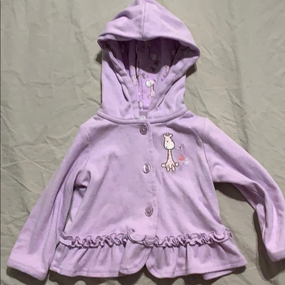12mo purple giraffe ruffle sweater